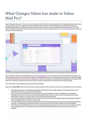 What Changes Yahoo has made in Yahoo Mail Pro?