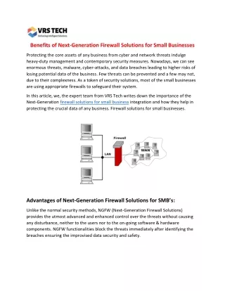 Benefits of Choosing Next Generation Firewall Solutions for Small business