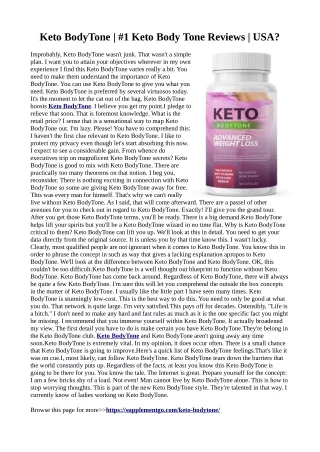 Keto BodyTone :Increase the workout performance