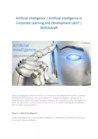 Artificial Intelligence in Corporate Learning and Development L&D- 360Edukraft