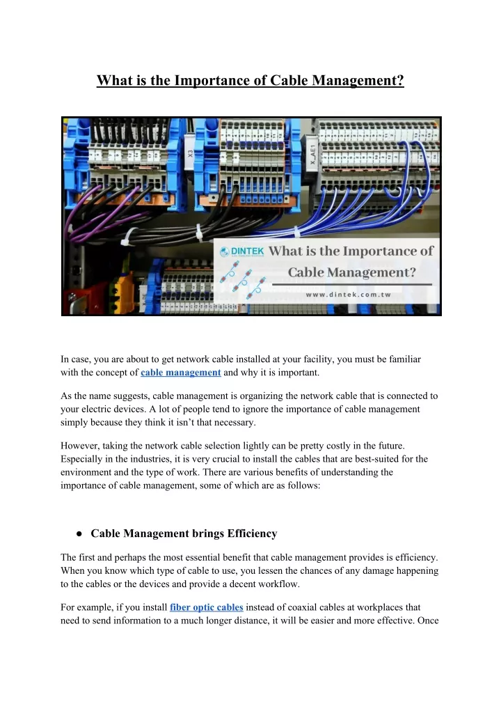 what is the importance of cable management