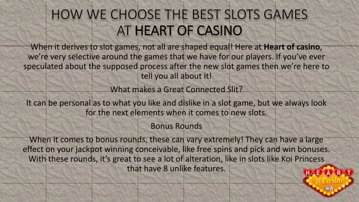 how we choose the best slots games at heart of casino