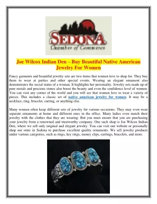 Joe Wilcox Indian Den – Buy Beautiful Native American Jewelry For Women