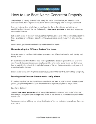 How to use Boat Name Generator Properly
