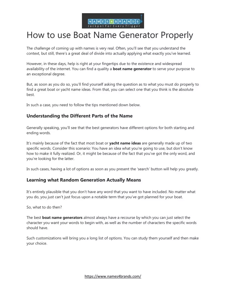 how to use boat name generator properly