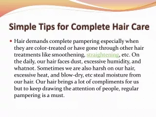 Simple Tips for Complete Hair Care