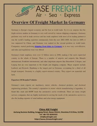 Overview Of Freight Market In Germany