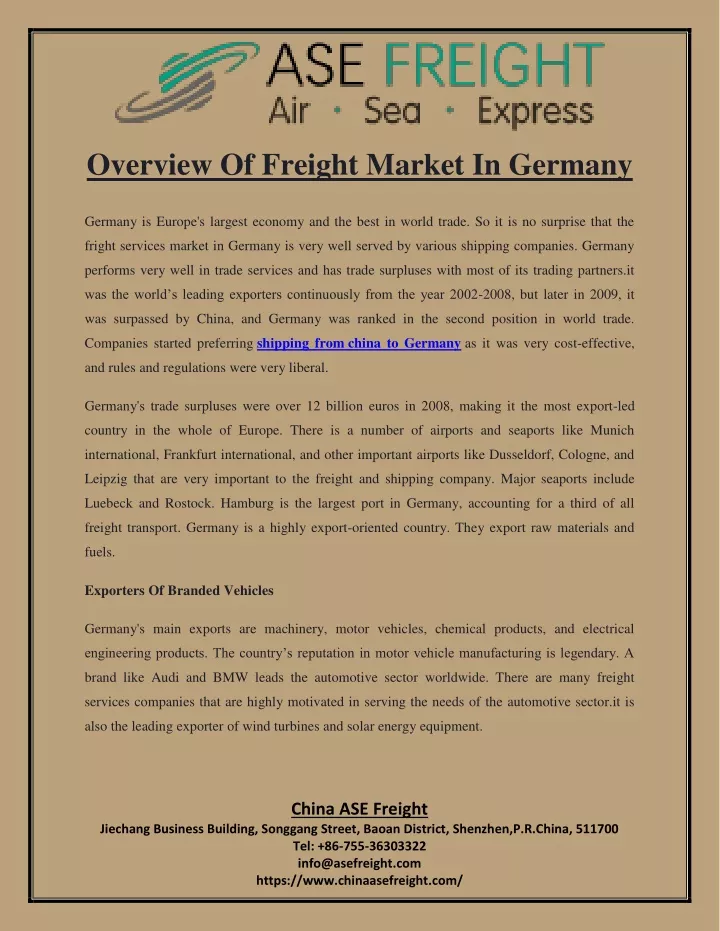 overview of freight market in germany