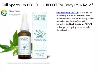Full Spectrum CBD Oil - CBD Oil For Body Pain Relief