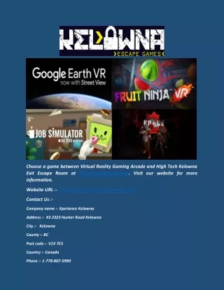 Virtual Reality Kelowna(Xperience Kelowna)