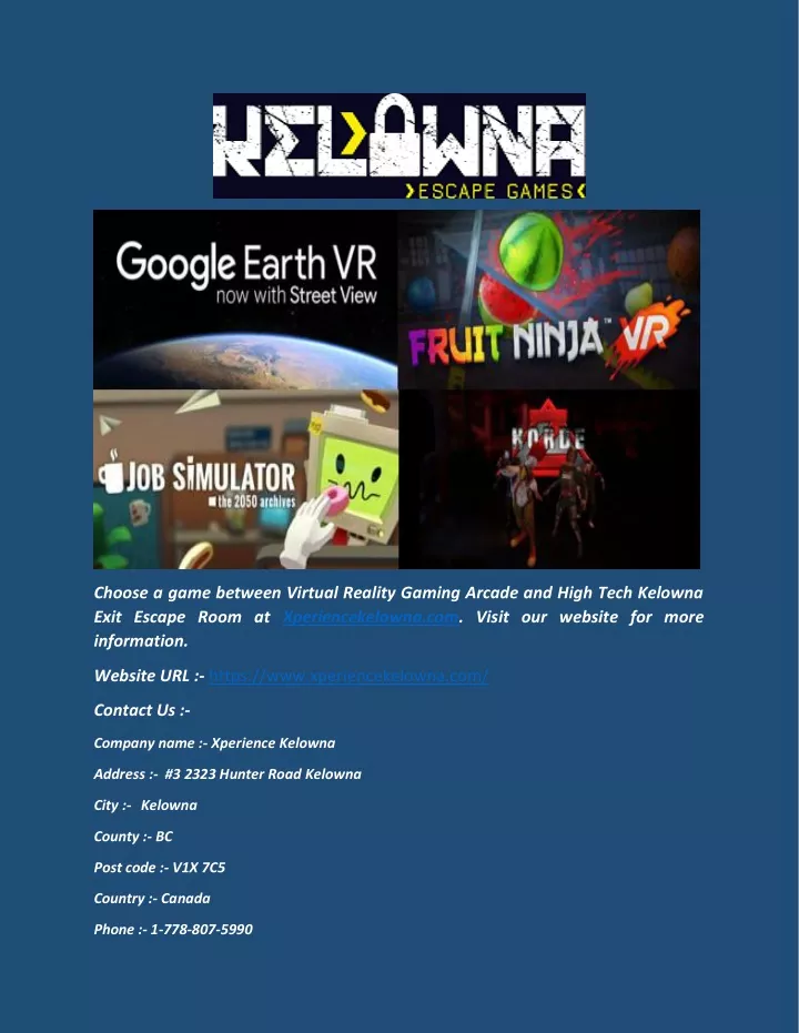 choose a game between virtual reality gaming