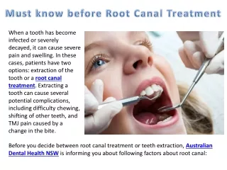 Must know before Root Canal Treatment