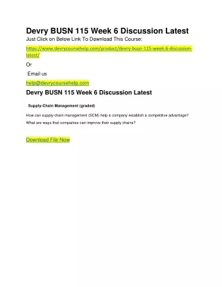 devry busn 115 week 6 discussion latest just
