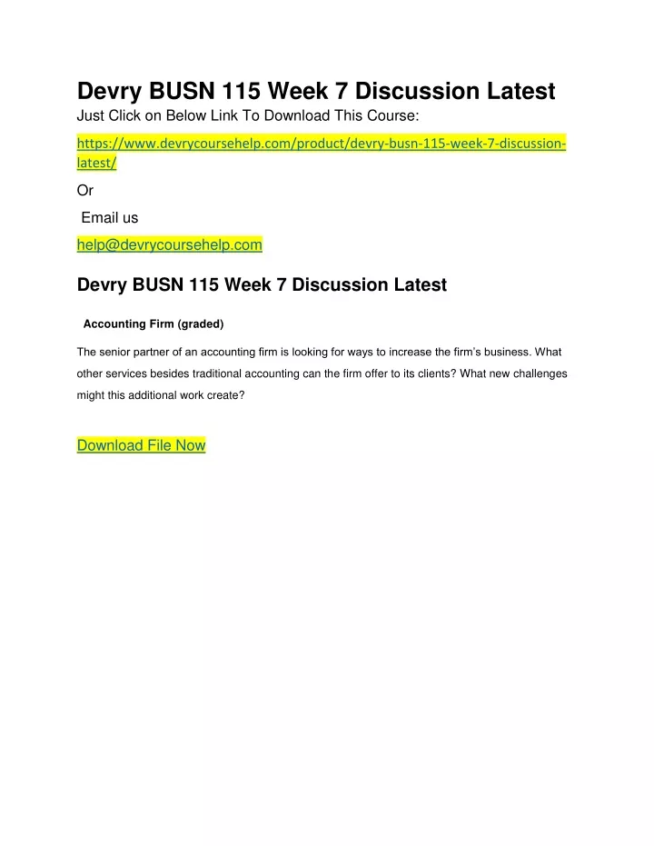 devry busn 115 week 7 discussion latest just
