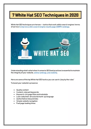 7 White Hat SEO Techniques in 2020