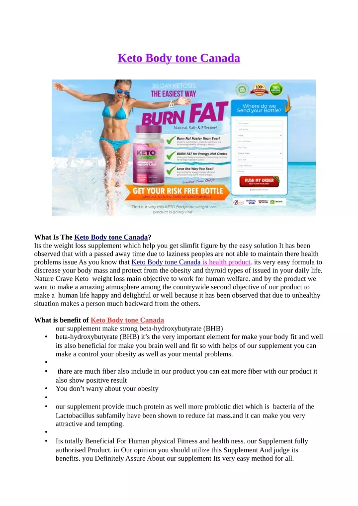 keto body tone canada