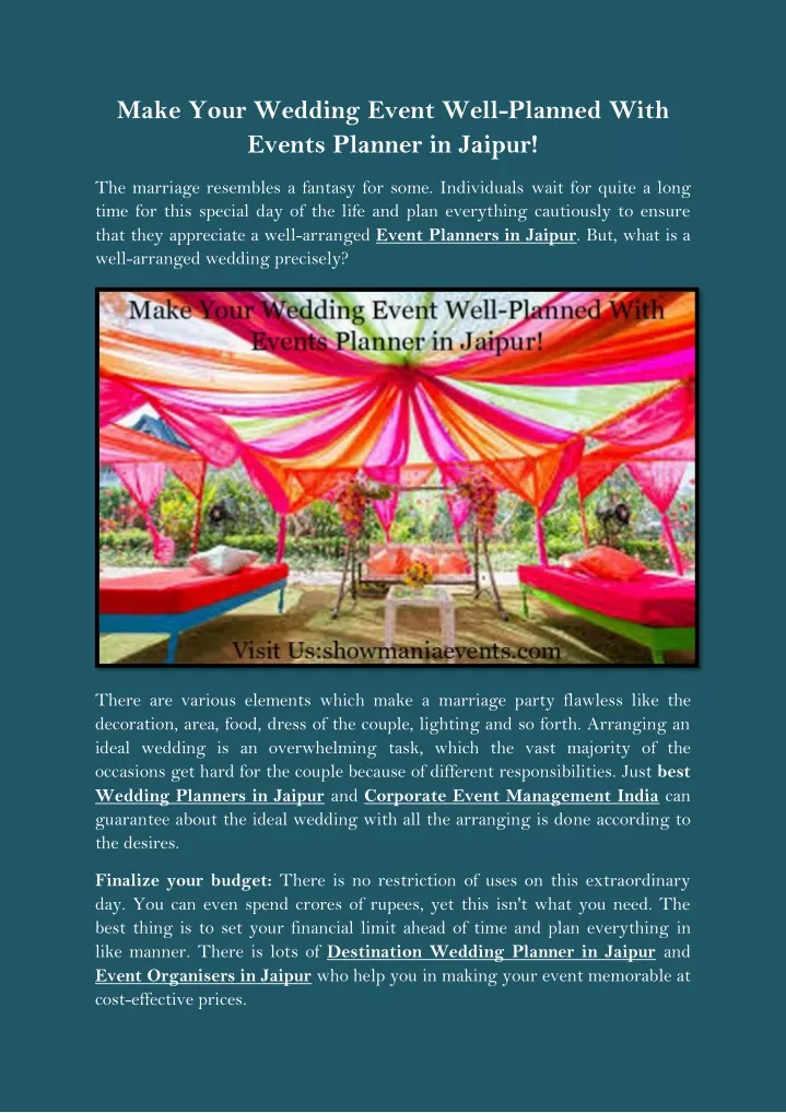 make your wedding event well planned with events