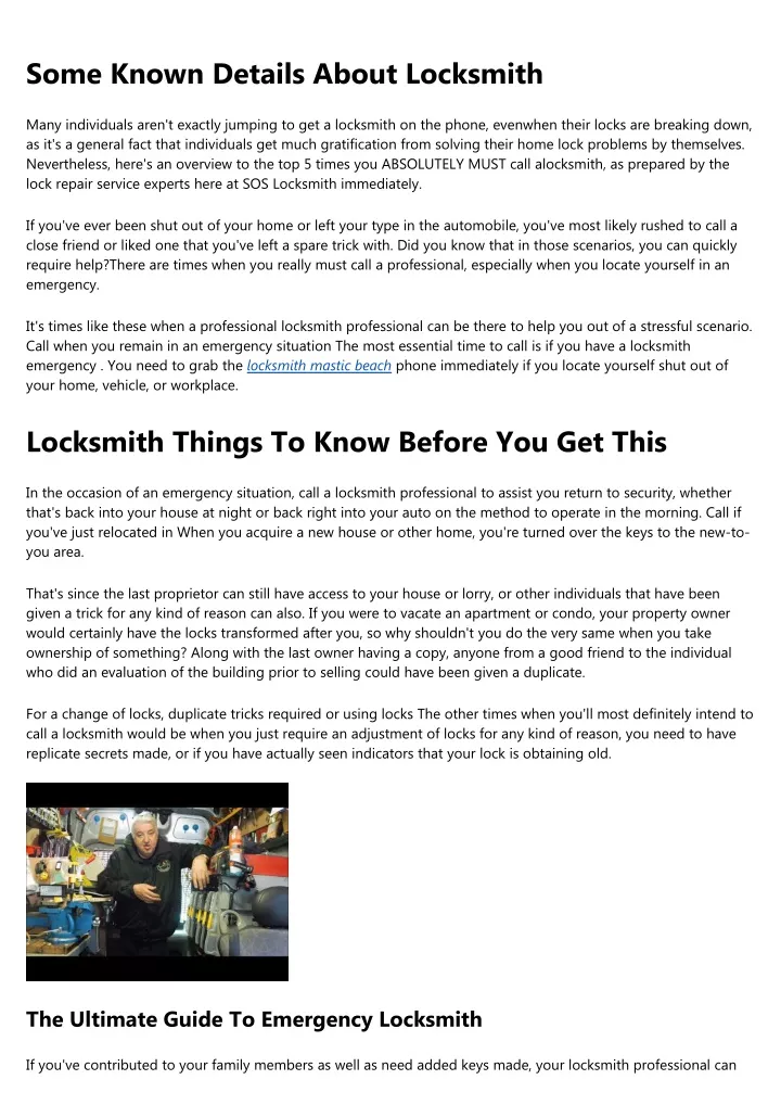 some known details about locksmith