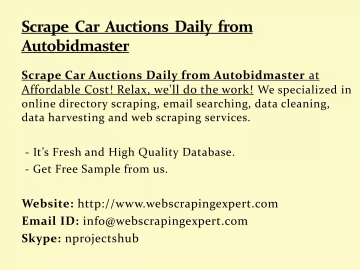 scrape car auctions daily from autobidmaster