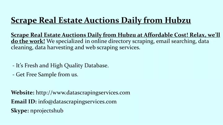 scrape real estate auctions daily from hubzu