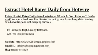 Extract Hotel Rates Daily from Hotwire