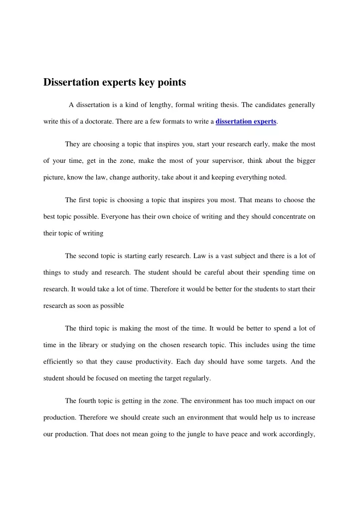 dissertation experts key points