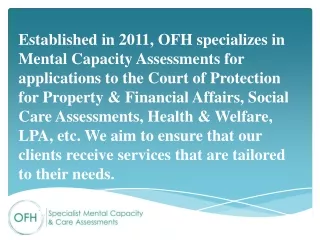 Mental Health Capacity Assessment | OFH Care