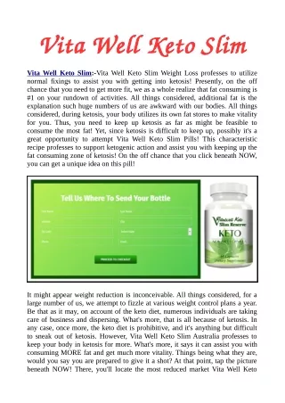 Vita Well Keto Slim