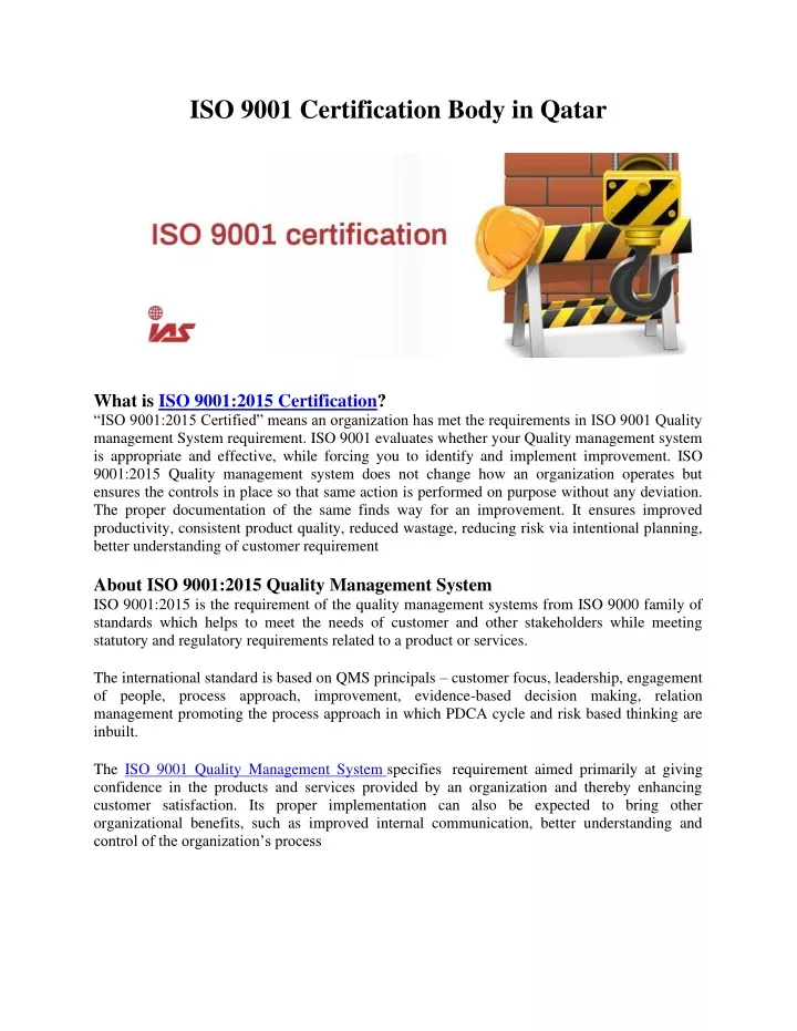 iso 9001 certification body in qatar