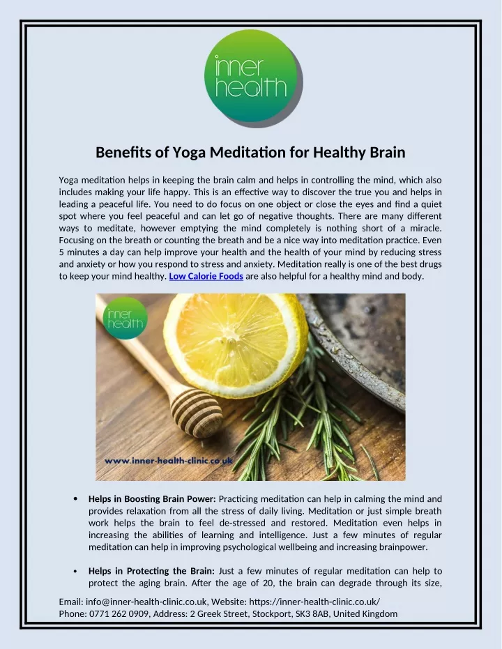 benefits of yoga meditation for healthy brain