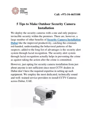 5 Tips to Make Outdoor Security Camera Installation