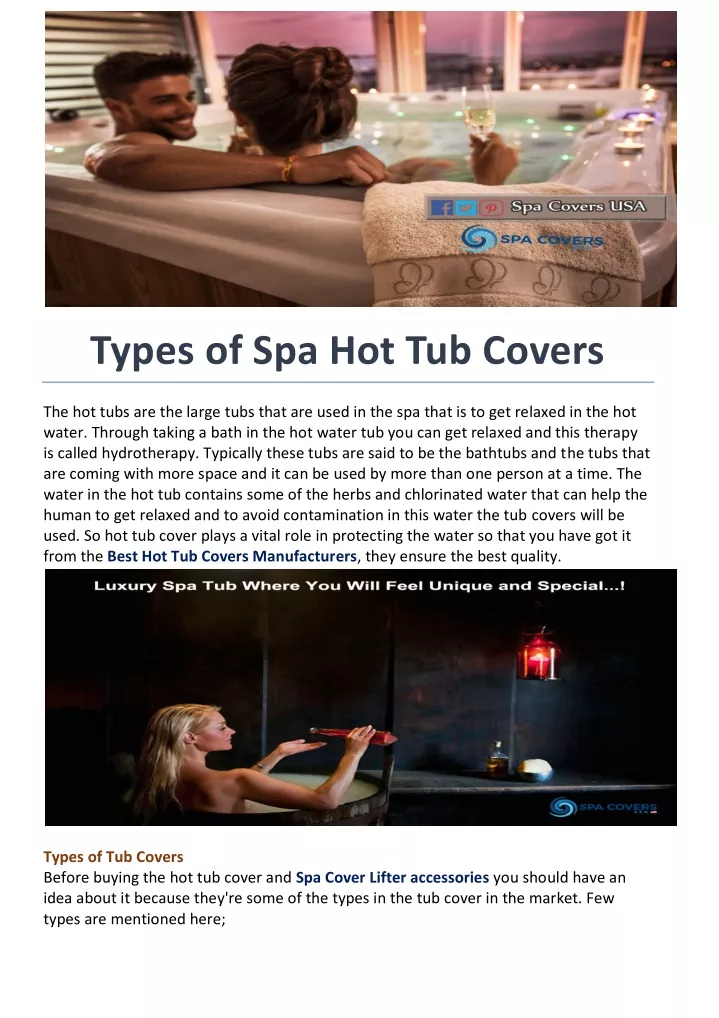 types of spa hot tub covers