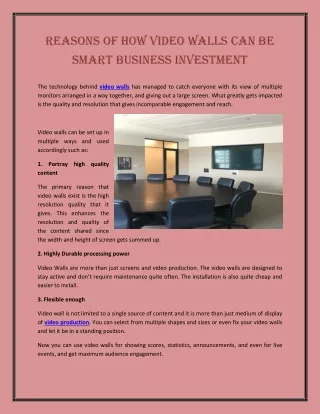 Reasons of How Video Walls Can Be Smart Business Investment