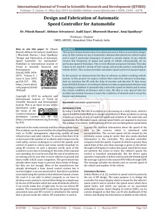 Design and Fabrication of Automatic Speed Controller for Automobile