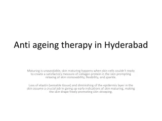 anti aging treatment hospital in Hyderabad