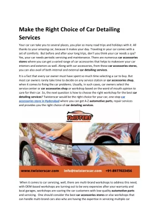 Make the Right Choice of Car Detailing Services