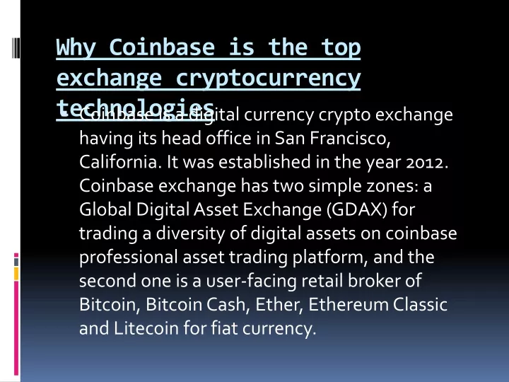 why coinbase is the top exchange cryptocurrency technologies