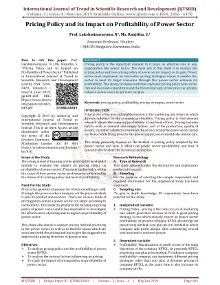 Pricing Policy and its Impact of Profitability of Power Sector