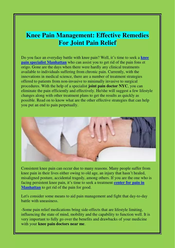 knee pain management effective remedies for joint