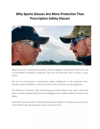 Why Sports Glasses Are More Protective Than Prescription Safety Glasses