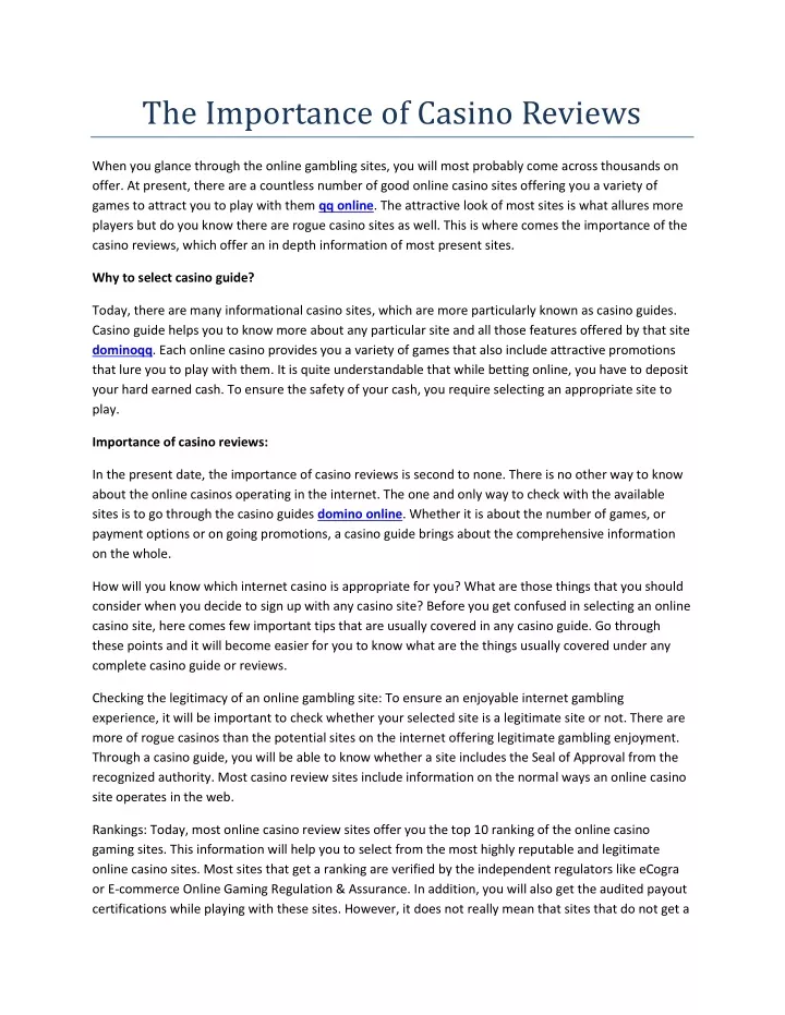 the importance of casino reviews