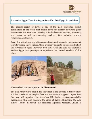 Exclusive Egypt Tour Packages for a Flexible Egypt Expedition