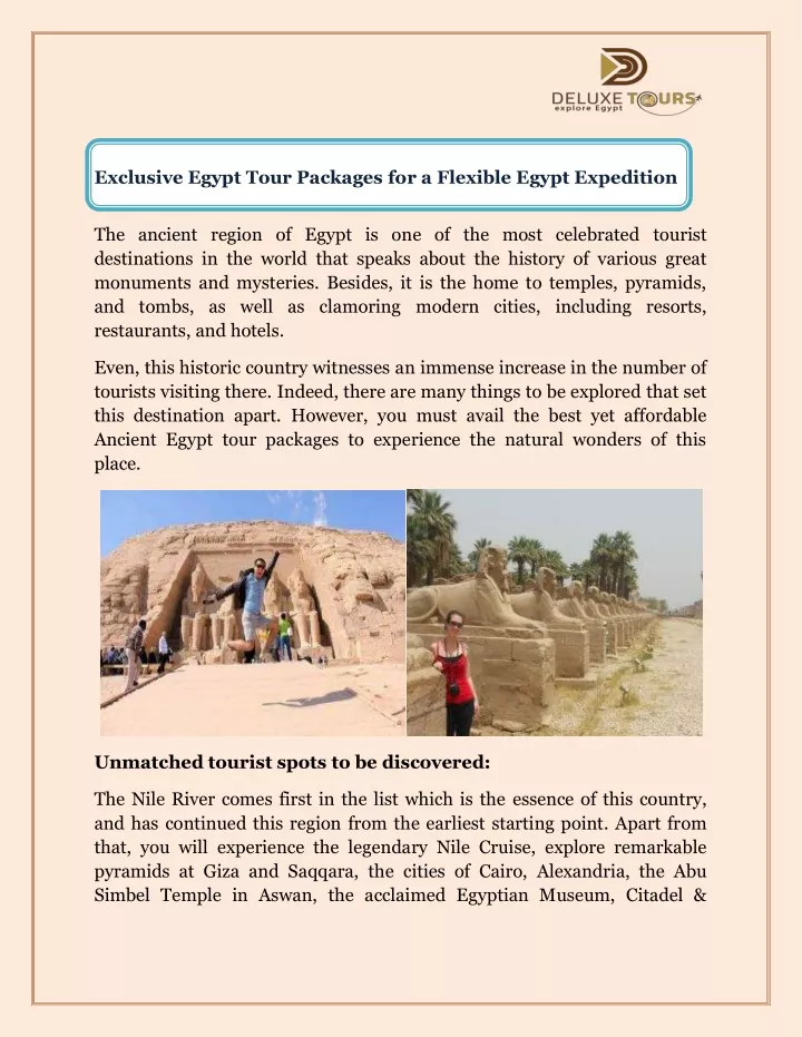 exclusive egypt tour packages for a flexible