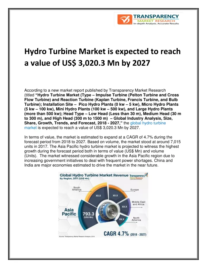 hydro turbine market is expected to reach a value