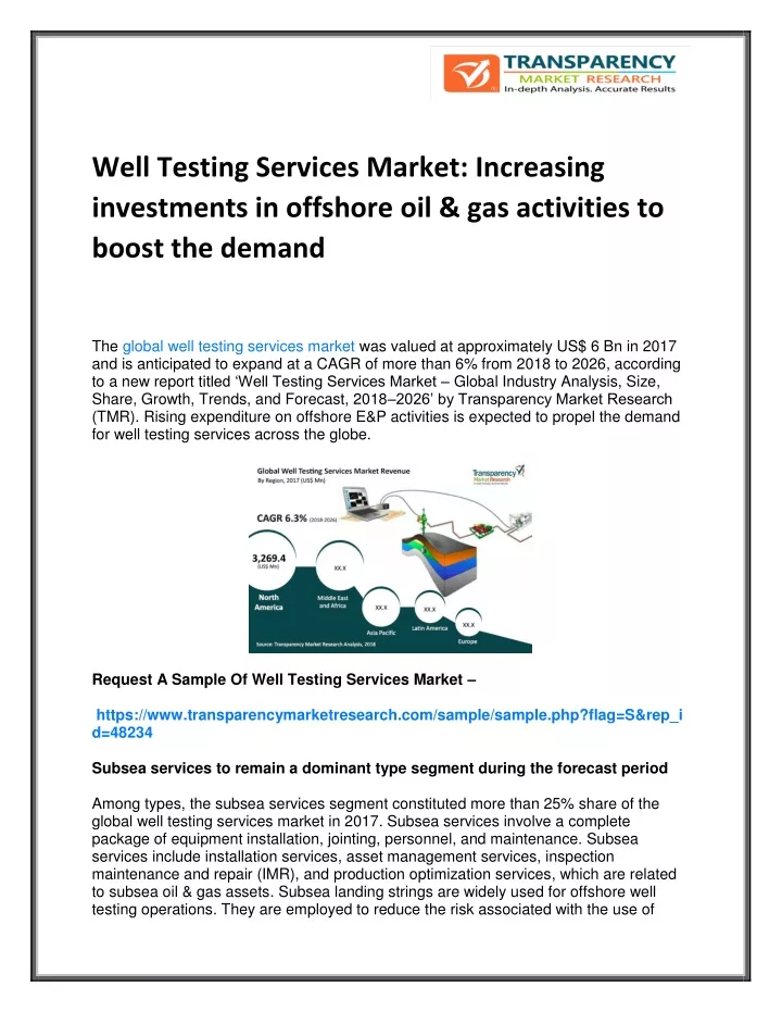 well testing services market increasing