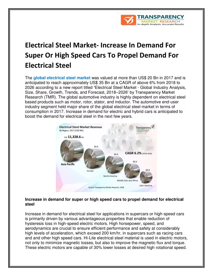 electrical steel market increase in demand