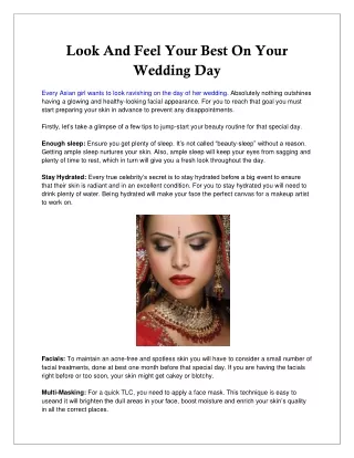 Look And Feel Your Best On Your Wedding Day