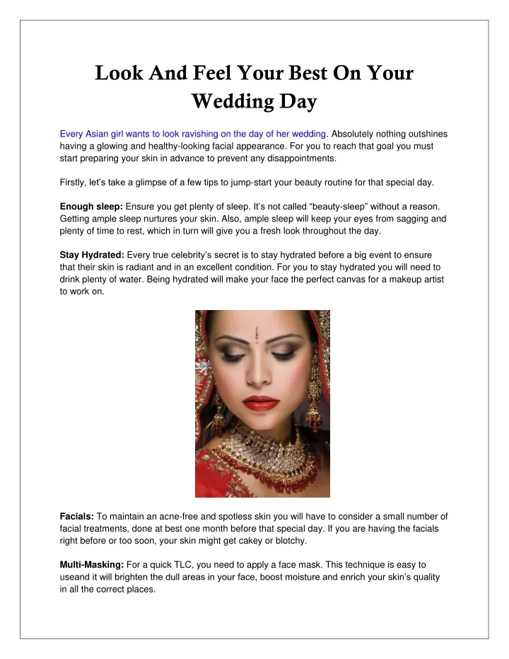 look and feel your best on your wedding day