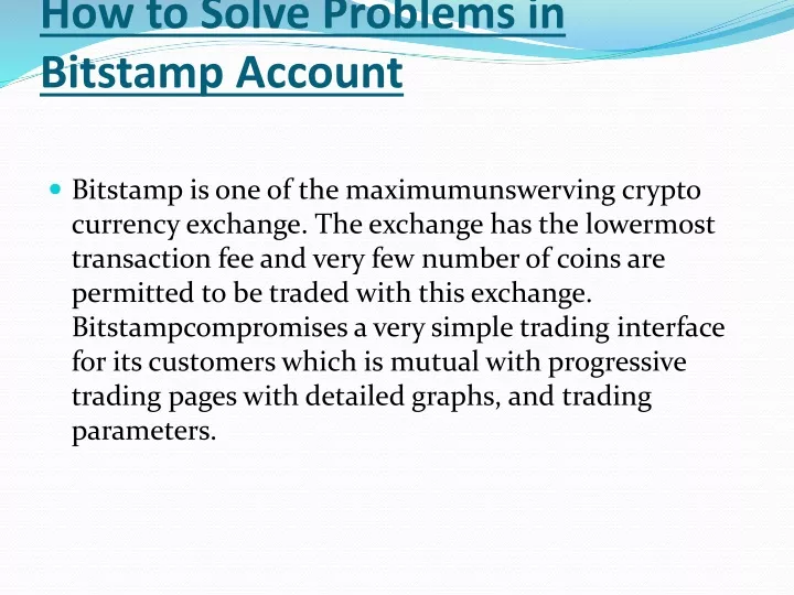 how to solve problems in bitstamp account