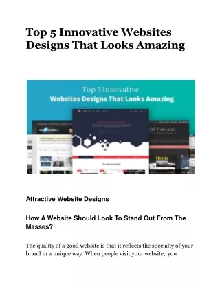Top 5 Innovative Websites Designs That Looks Amazing